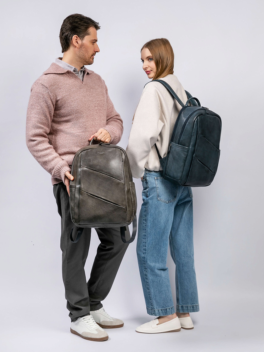 Рюкзак Dr. Koffer из натуральной кожи серый