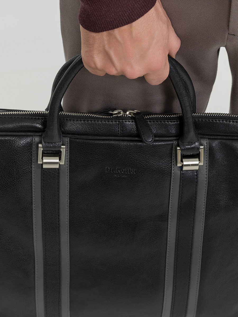 Деловая сумка Dr.Koffer из натуральной кожи черная
