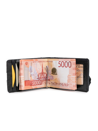 Зажим для денег Dr.Koffer из натуральной кожи черный