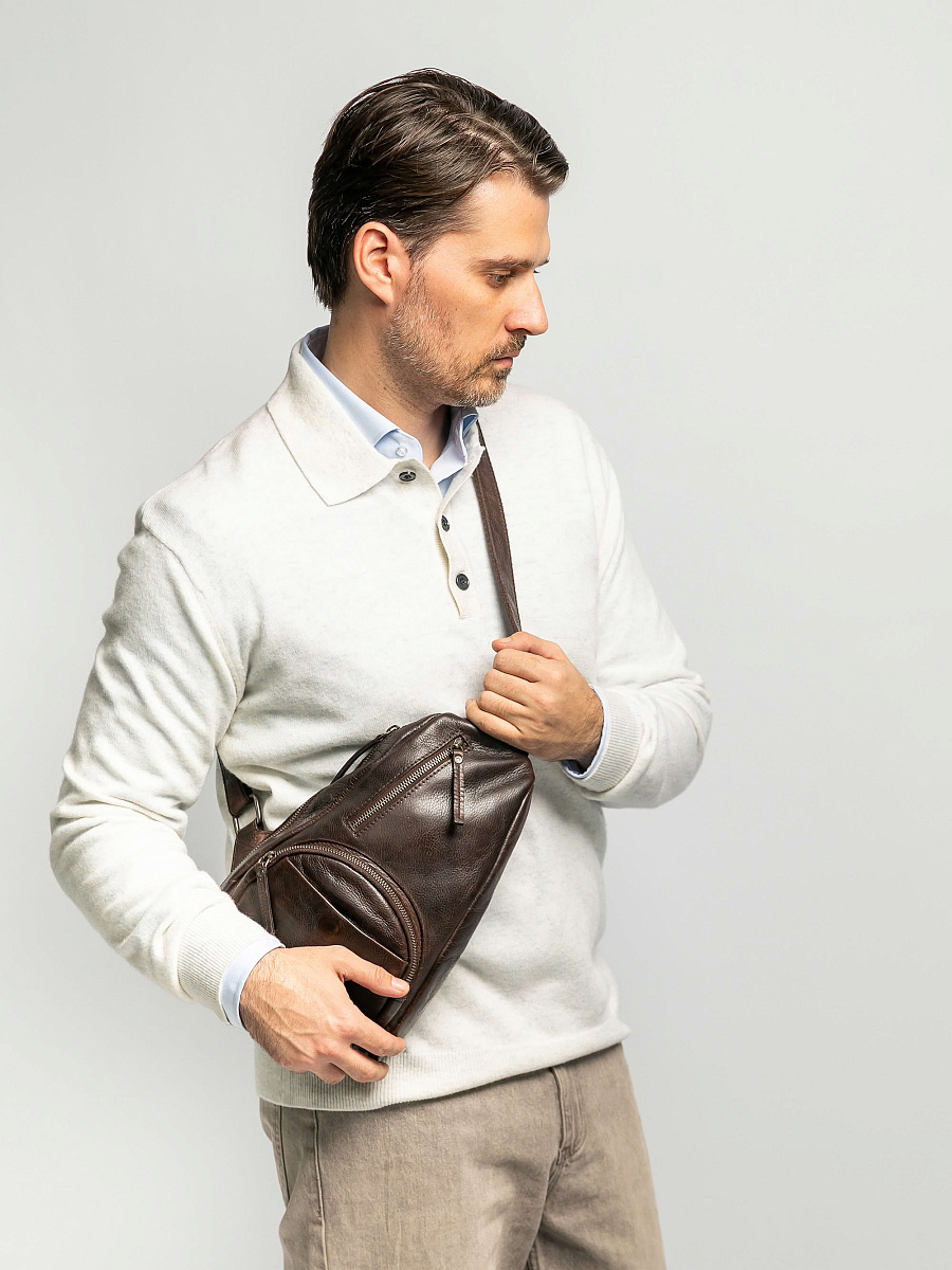 Рюкзак Dr.Koffer из натуральной кожи темно-коричневый