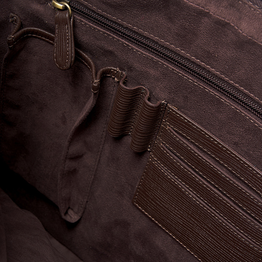 Деловая сумка Dr.Koffer из натуральной кожи темно-коричневая