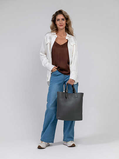 Женская сумка Dr.Koffer из натуральной кожи серая