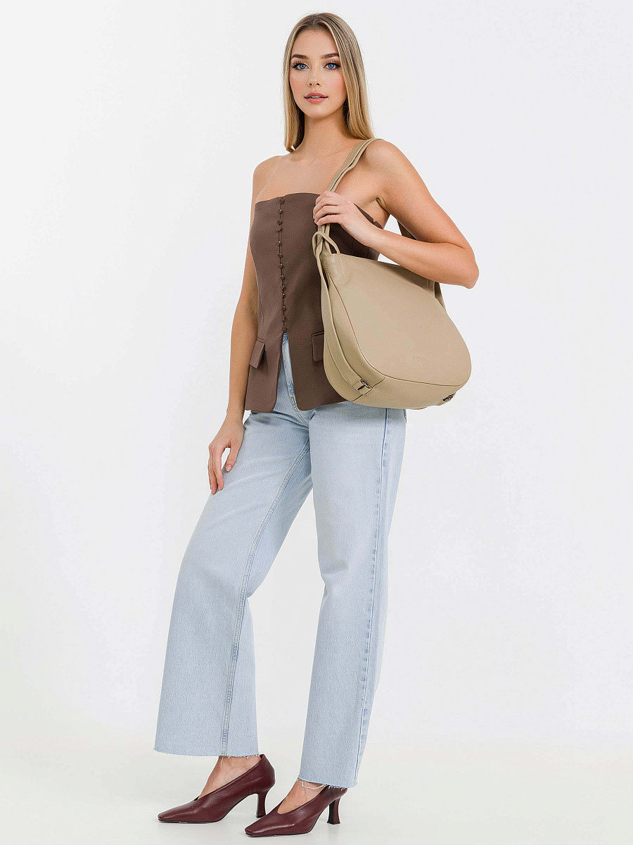 Женская сумка Dr.Koffer из натуральной кожи бежевая