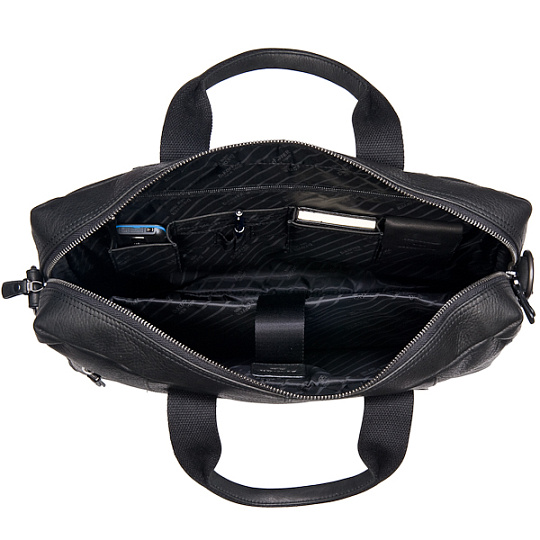 Черная кожаная мужская сумка на двух ручках Dr.Koffer M402376-105-04