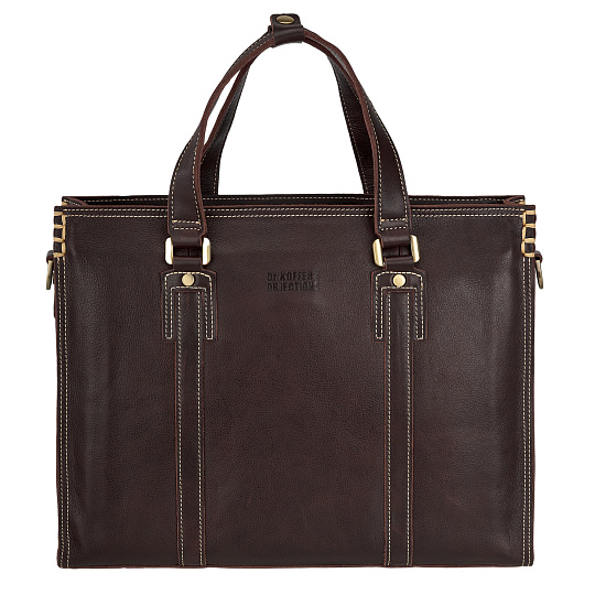 Деловая сумка Dr.Koffer из натуральной кожи темно-коричневая
