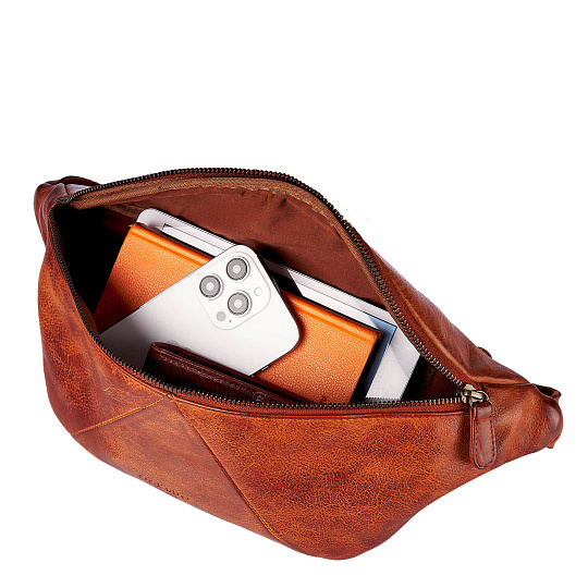 Сумка на пояс Dr. Koffer из натуральной кожи коричневая