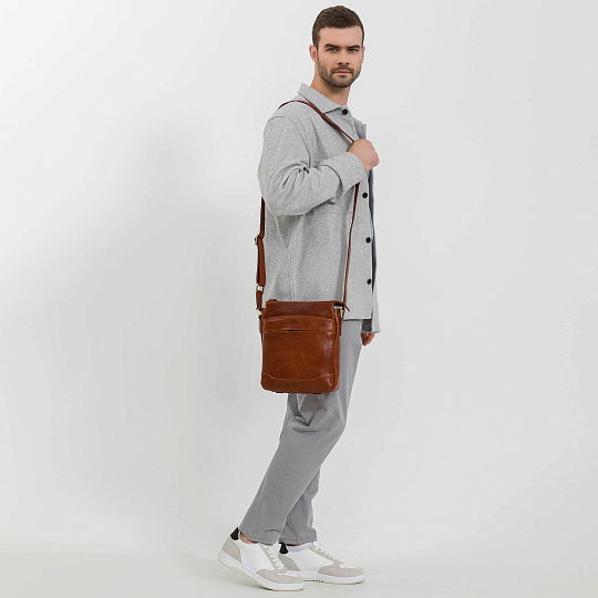 Сумка через плечо Dr.Koffer из натуральной кожи коричневая