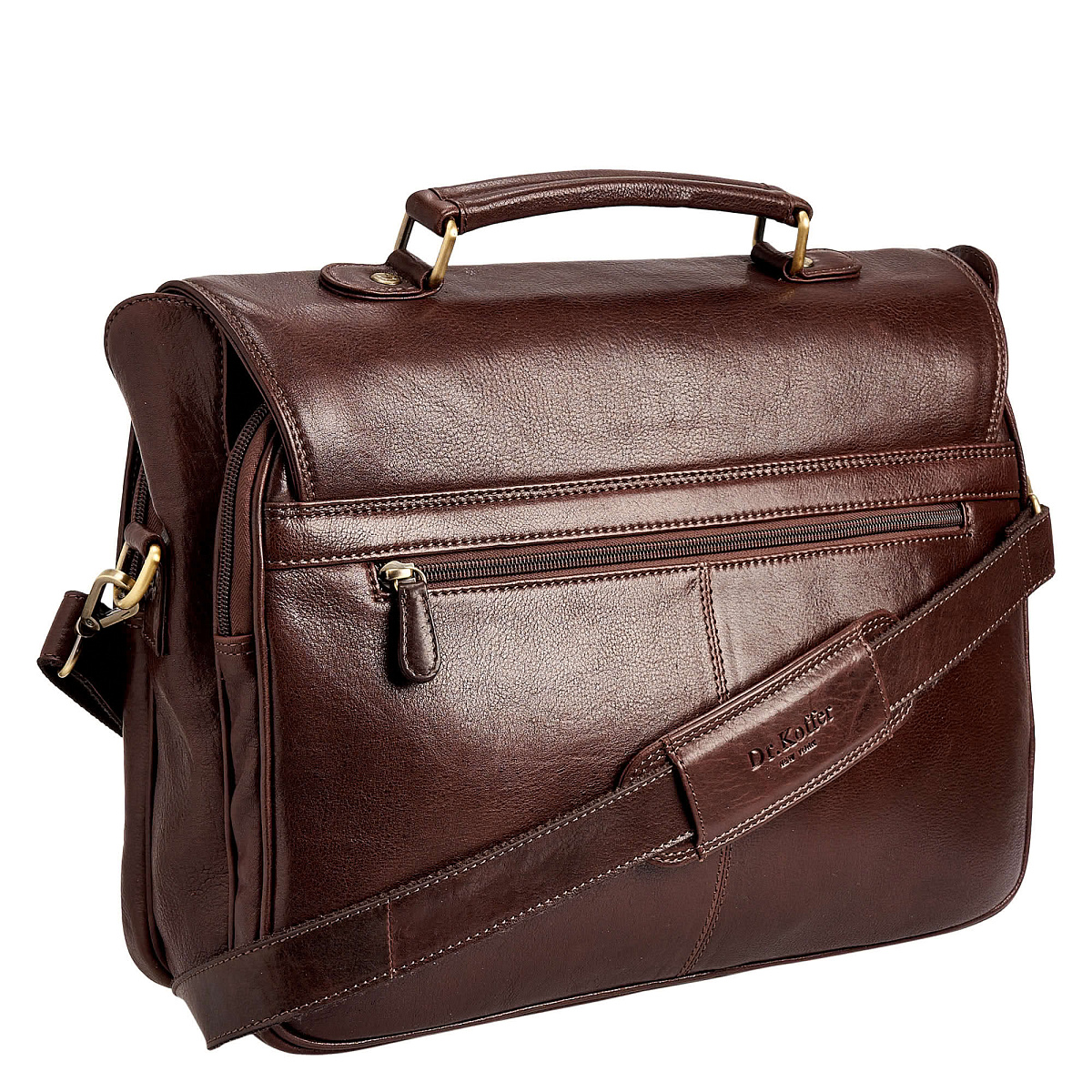 Портфель Dr.Koffer из натуральной кожи темно-коричневый