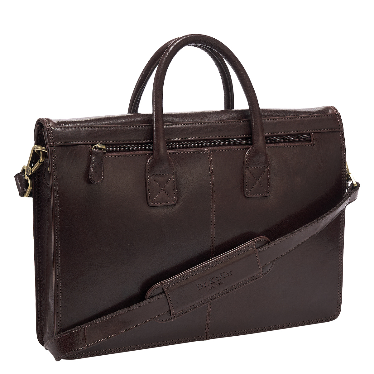 Деловая сумка Dr.Koffer из натуральной кожи темно-коричневая