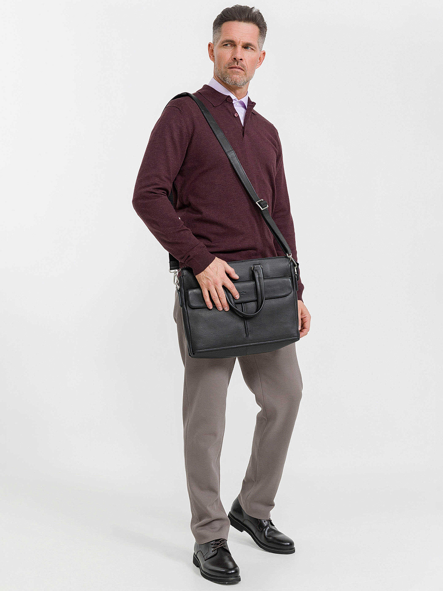 Деловая сумка Dr.Koffer из натуральной кожи черная