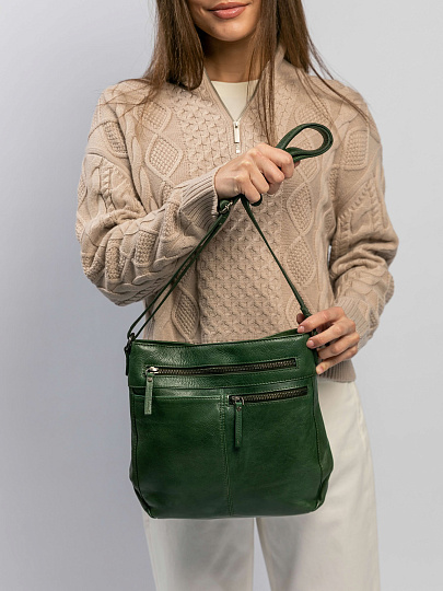 Сумка через плечо Dr.Koffer из натуральной кожи зеленая