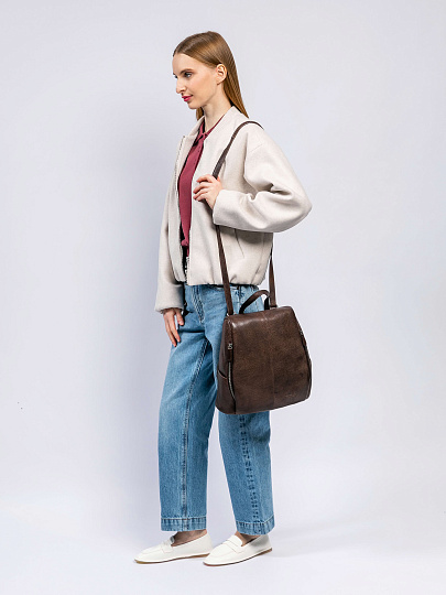 Сумка-рюкзак Dr. Koffer из натуральной кожи коричневая