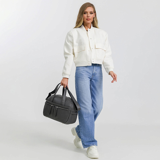 Сумка дорожная Dr.Koffer из натуральной кожи серая