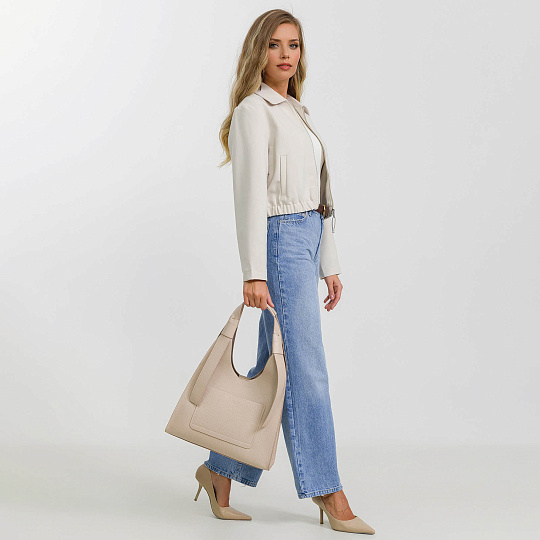 Женская сумка Dr. Koffer из натуральной кожи бежевая