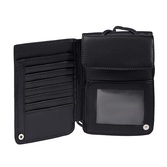 Прямоугольный нагрудный кошелек на длинной кожаной тесьме Dr.Koffer X216400-01-04