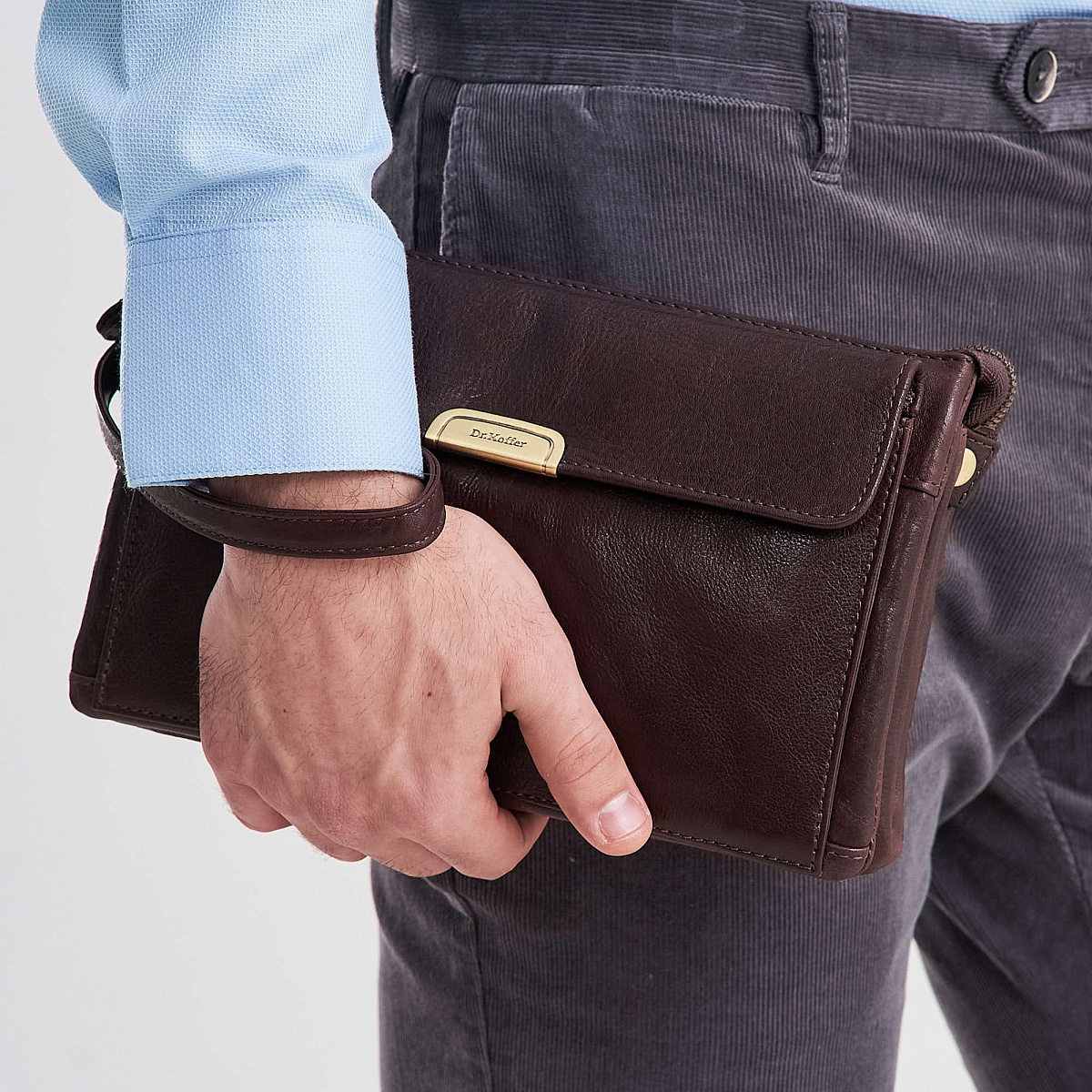 Сумка барсетка из натуральной кожи Dr. Koffer коричневая