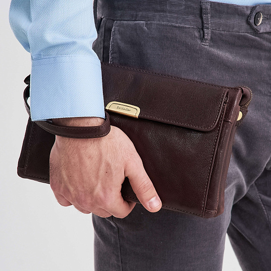 Сумка барсетка из натуральной кожи Dr. Koffer коричневая