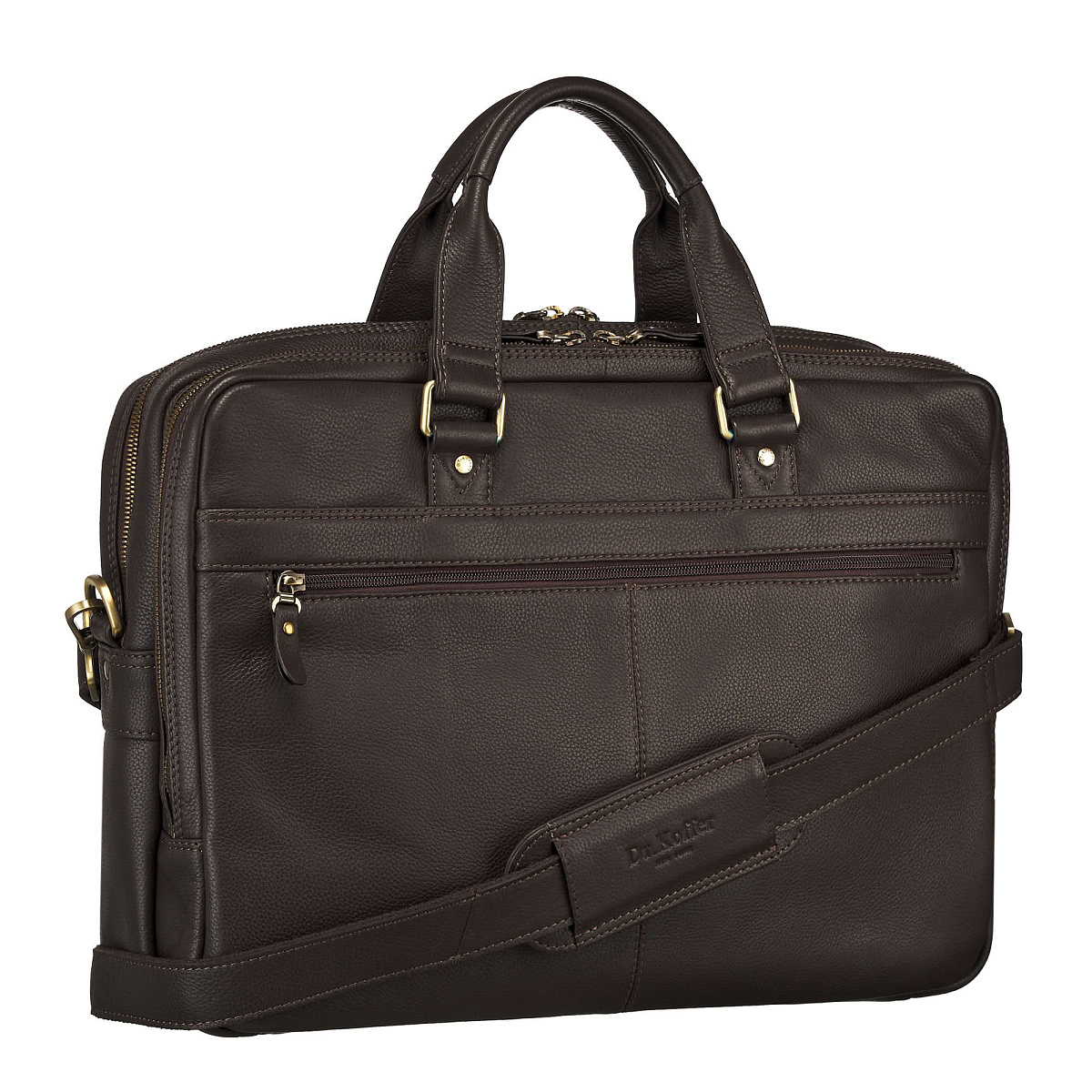 Деловая сумка Dr.Koffer из натуральной кожи темно-коричневая