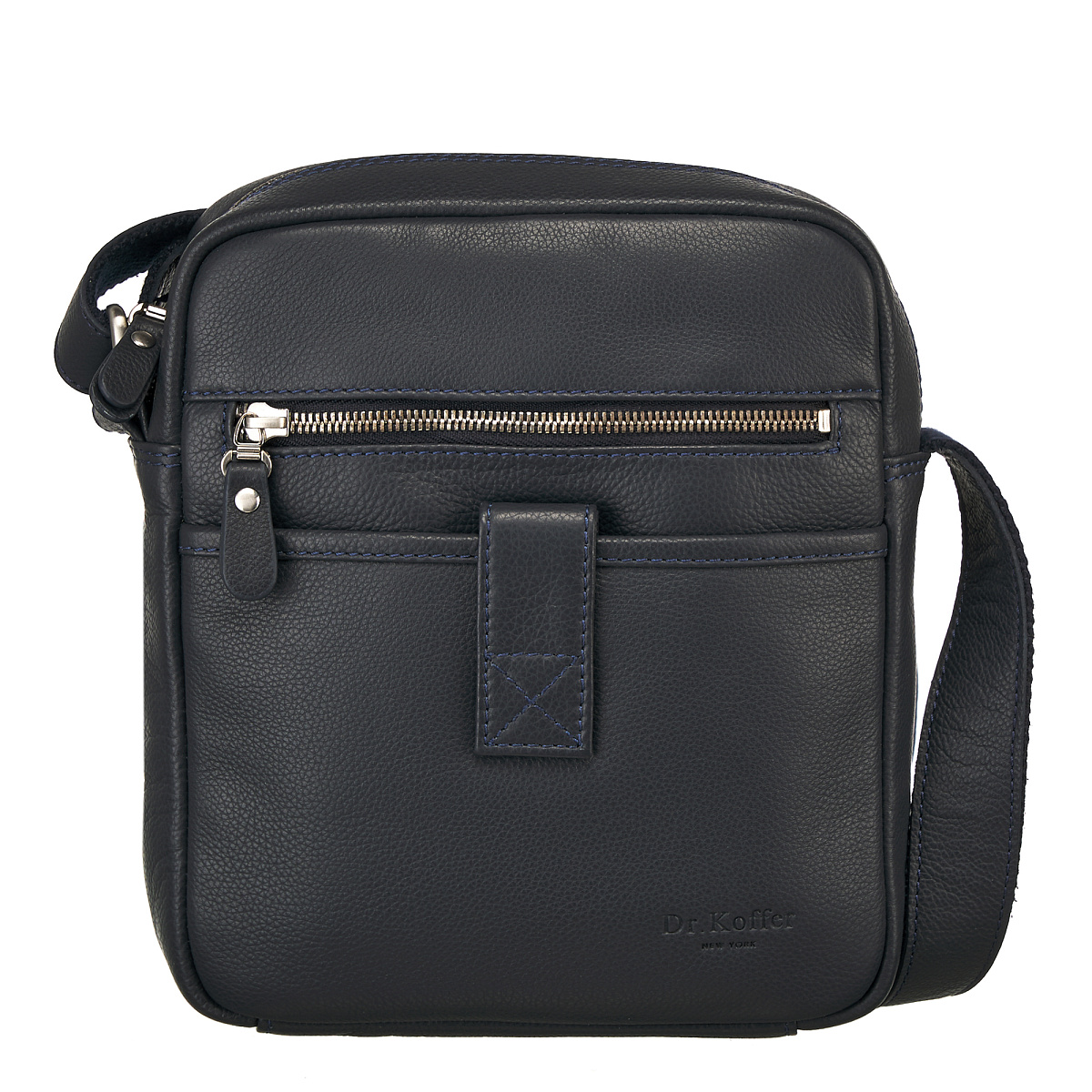 Сумка через плечо Dr.Koffer из натуральной кожи синяя