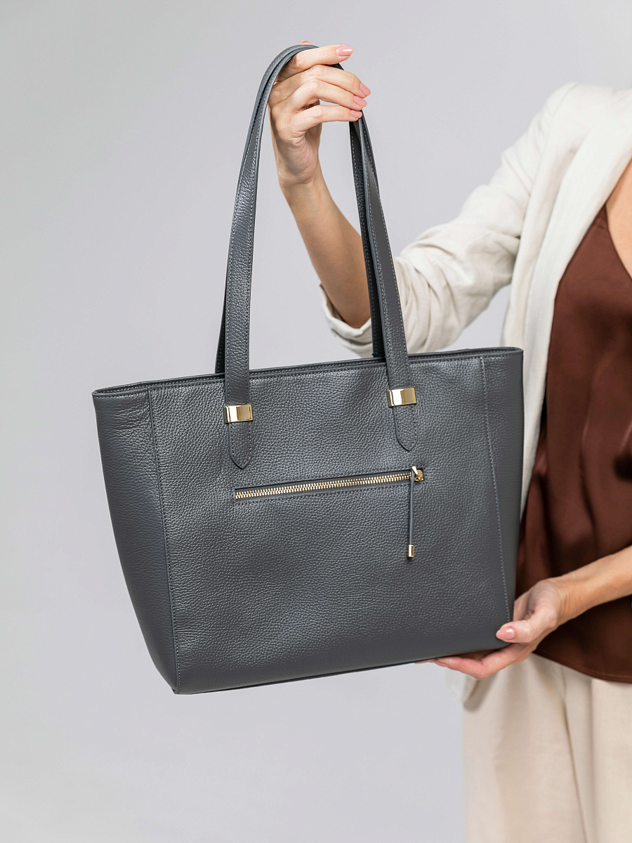 Женская сумка Dr.Koffer из натуральной кожи темно-серая