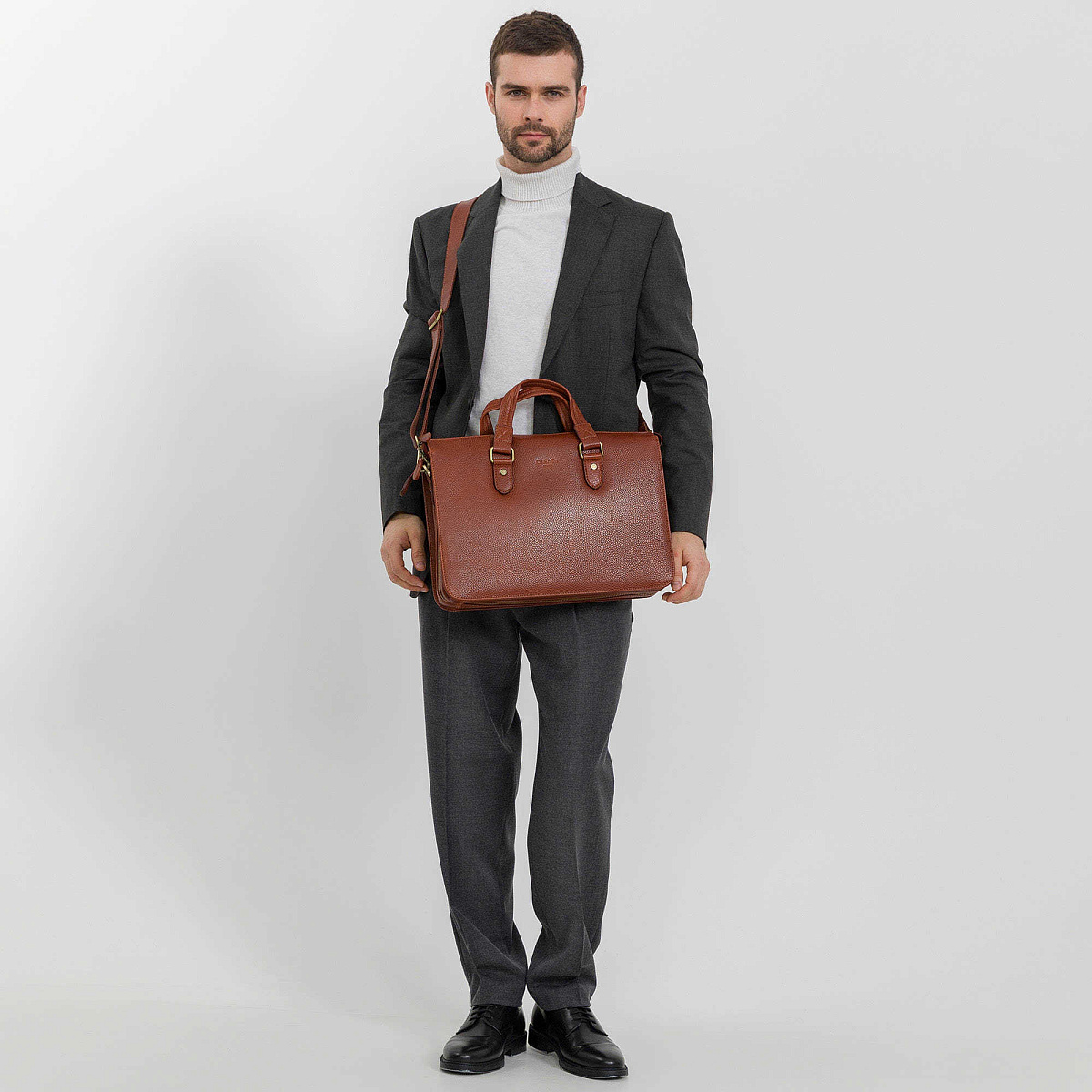 Деловая сумка Dr.Koffer из натуральной кожи коричневая