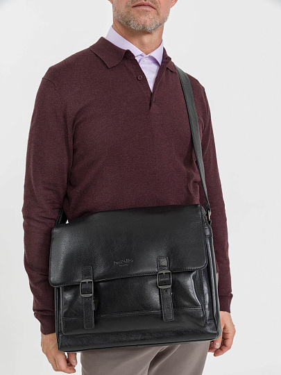 Деловая сумка Dr.Koffer из натуральной кожи черная