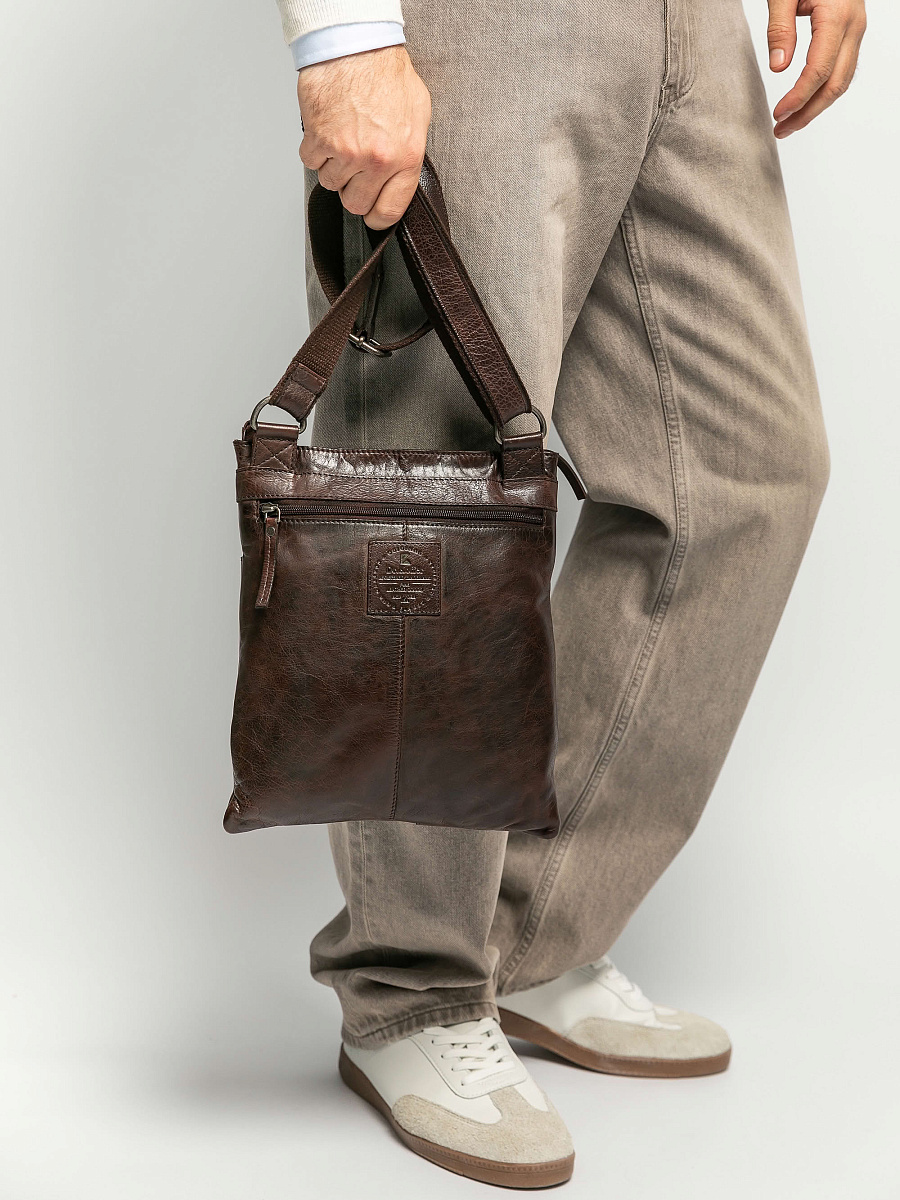 Сумка через плечо Dr.Koffer из натуральной кожи коричневая