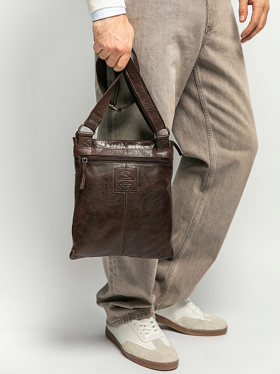 Сумка через плечо Dr.Koffer из натуральной кожи коричневая