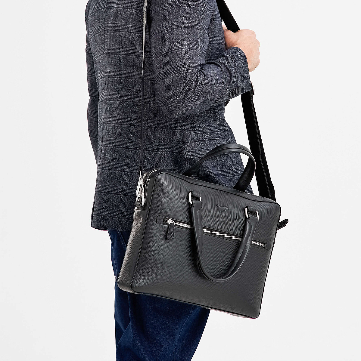 Деловая сумка Dr.Koffer из натуральной кожи черная