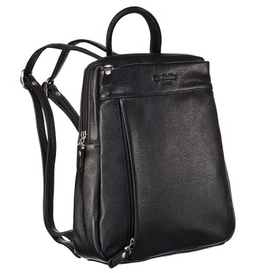 Женская кожаная сумка-рюкзак черного цвета с ручкой-петелькой Dr.Koffer B402383-01-04