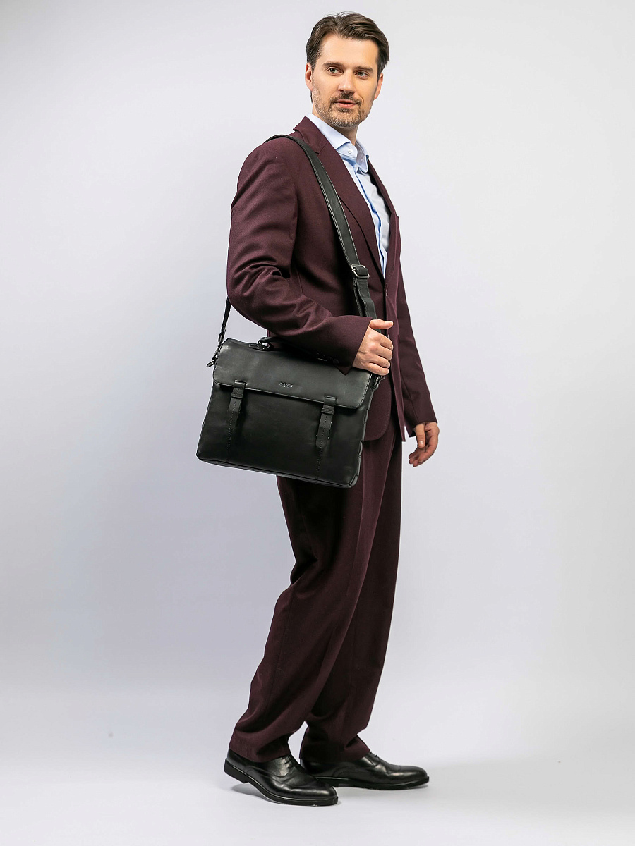 Портфель Dr.Koffer из натуральной кожи черный