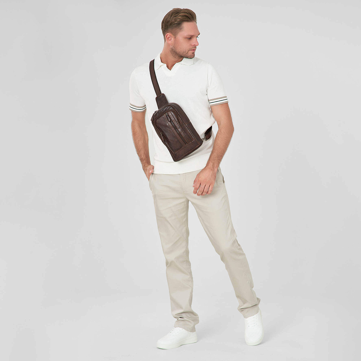 Рюкзак Dr.Koffer из натуральной кожи темно-коричневый