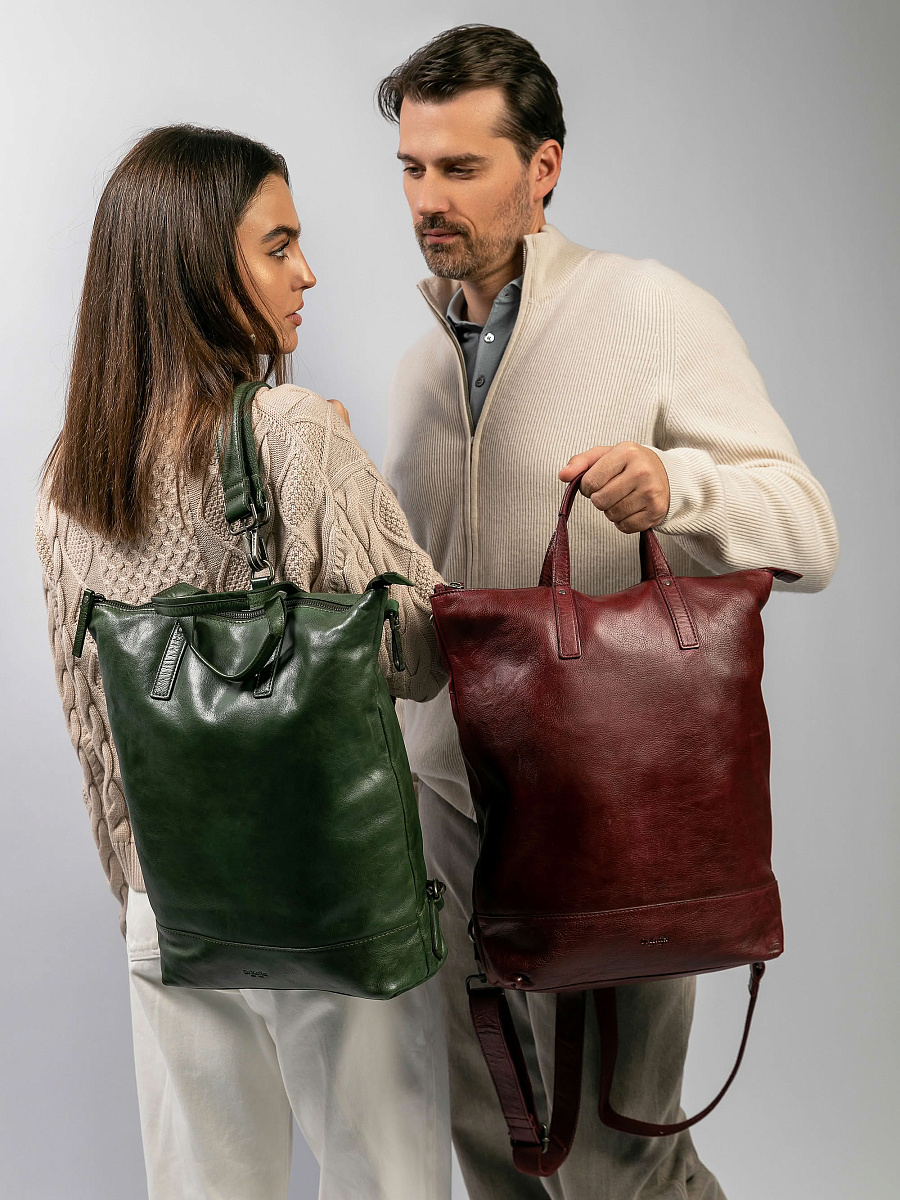 Рюкзак Dr.Koffer из натуральной кожи зеленый