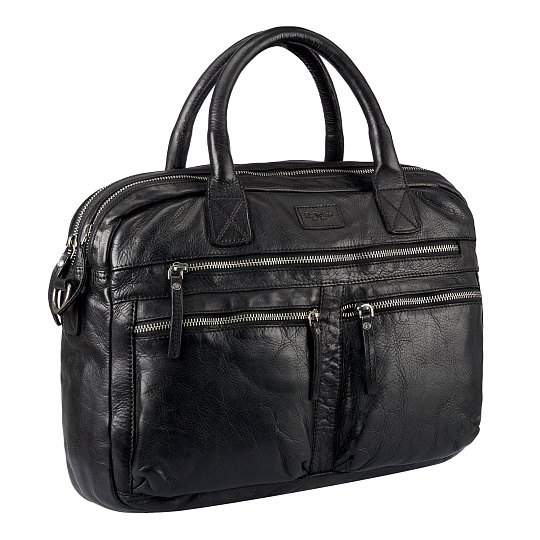 Деловая сумка Dr.Koffer из натуральной кожи черная