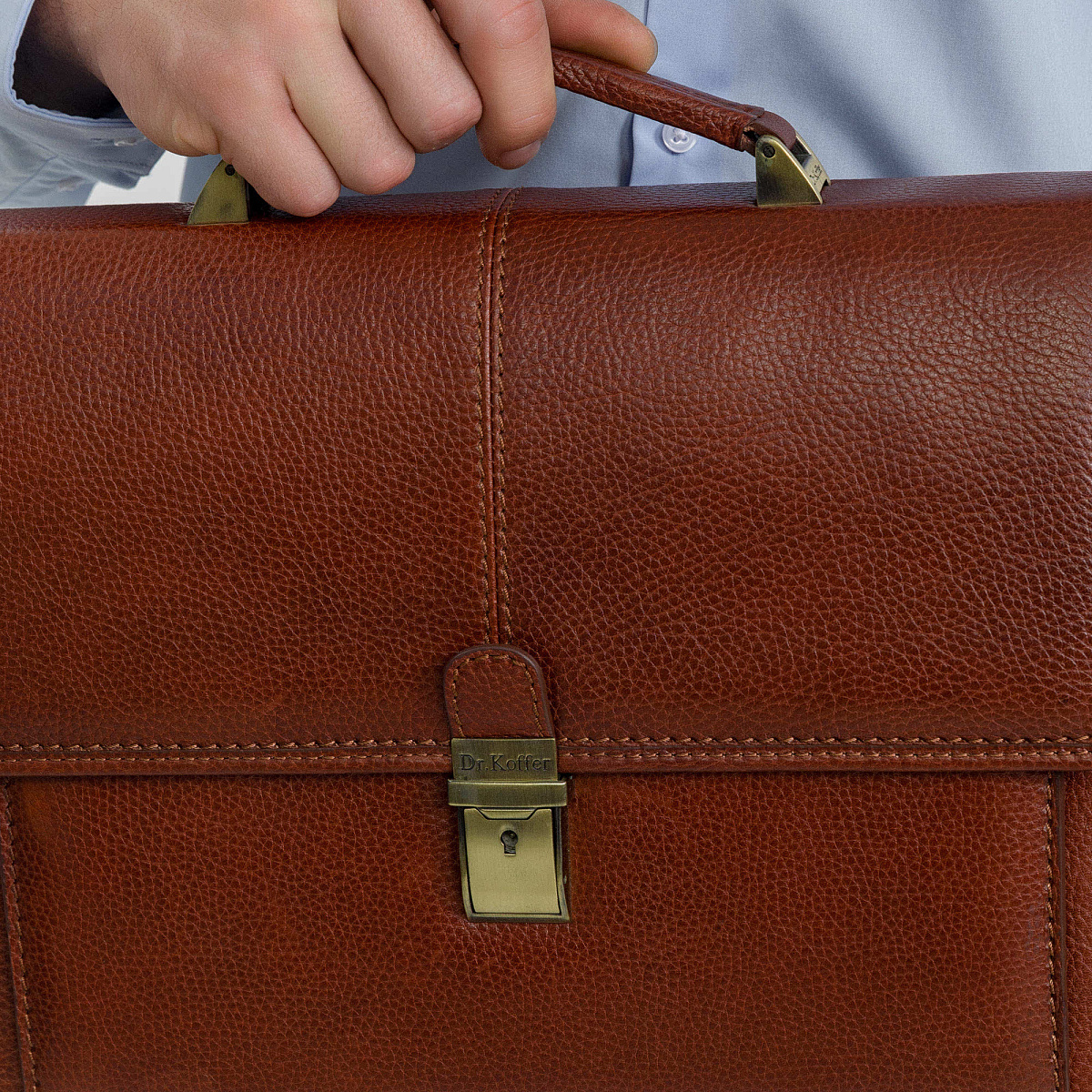 Портфель Dr.Koffer из натуральной кожи светло-коричневый