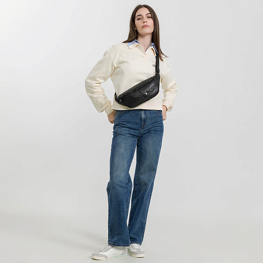 Сумка на пояс Dr. Koffer из натуральной кожи черная