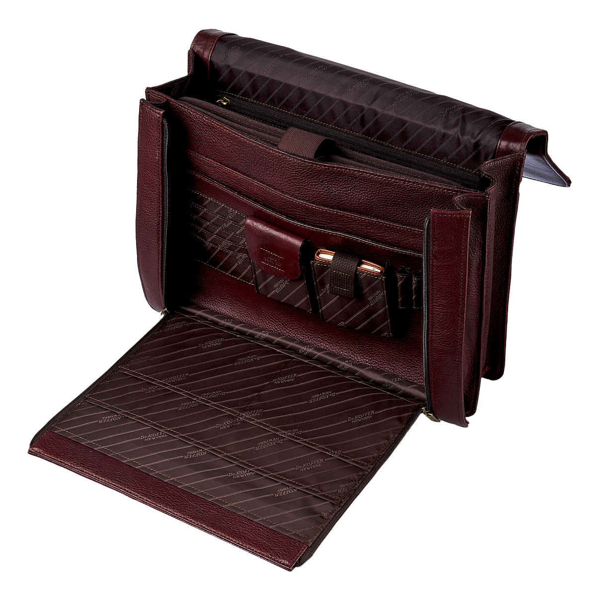 Портфель Dr.Koffer из натуральной кожи темно-коричневый
