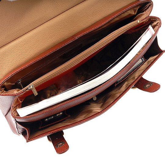Классический портфель на саквояжной планке (коричневого цвета) Dr.Koffer P402226-02-05