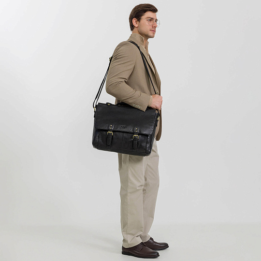 Портфель Dr.Koffer из натуральной кожи черный