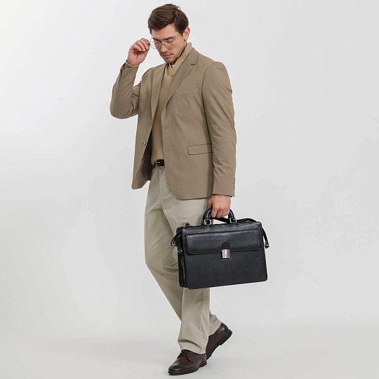 Портфель Dr.Koffer из натуральной кожи черный