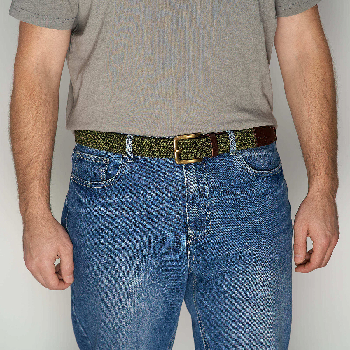 Ремень Dr.Koffer из натуральной кожи и текстиля зеленый