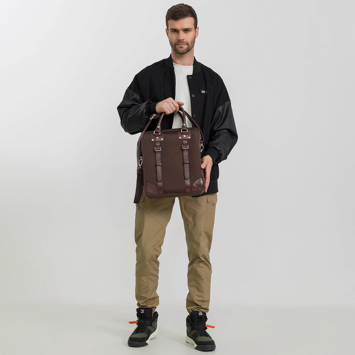 Сумка планшет Dr.Koffer из нейлона и натуральной кожи