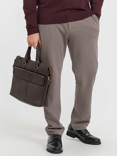Деловая сумка Dr.Koffer из натуральной кожи темно-коричневая