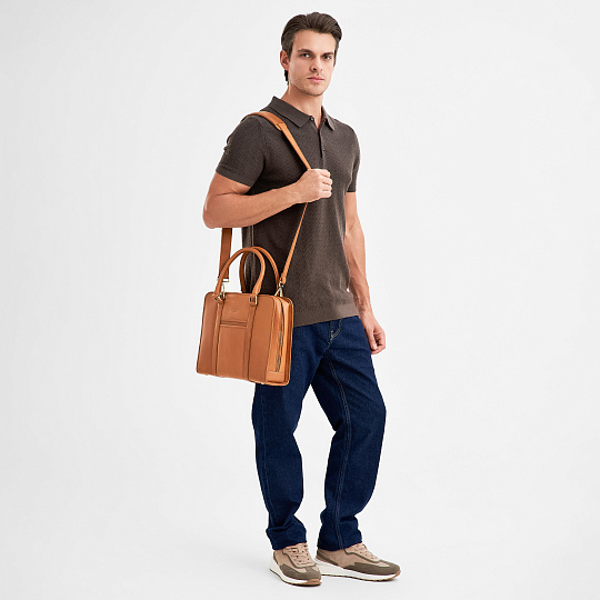 Деловая сумка Dr.Koffer из натуральной кожи коричневая