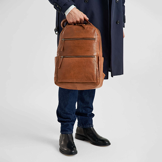 Рюкзак Dr.Koffer из натуральной кожи светло-коричневый