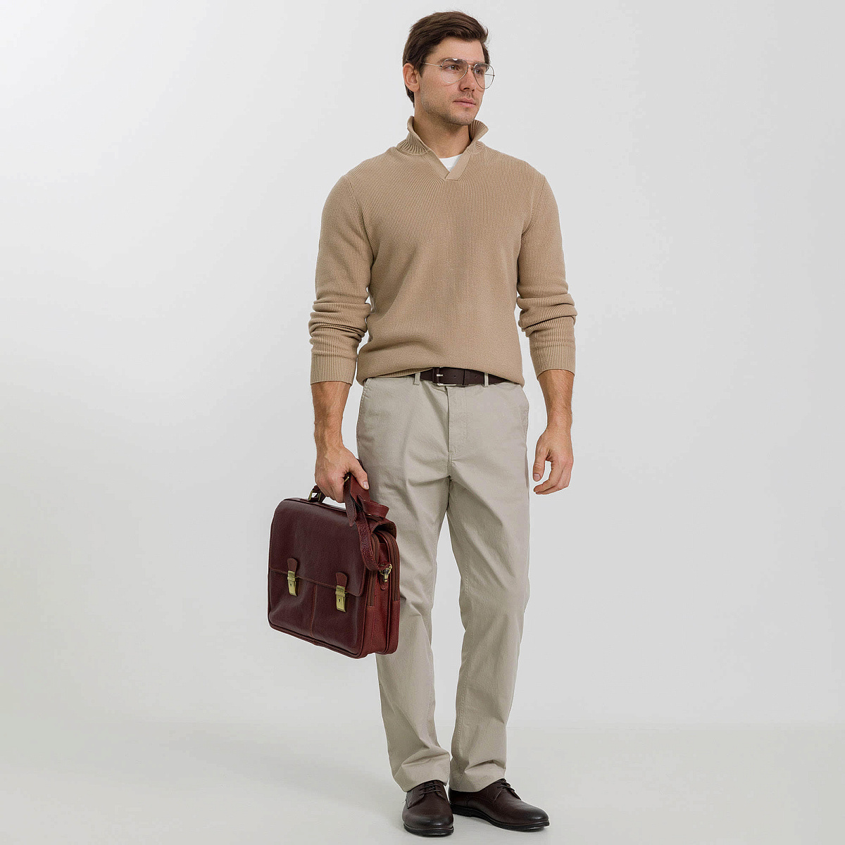 Портфель Dr.Koffer из натуральной кожи светло-коричневый