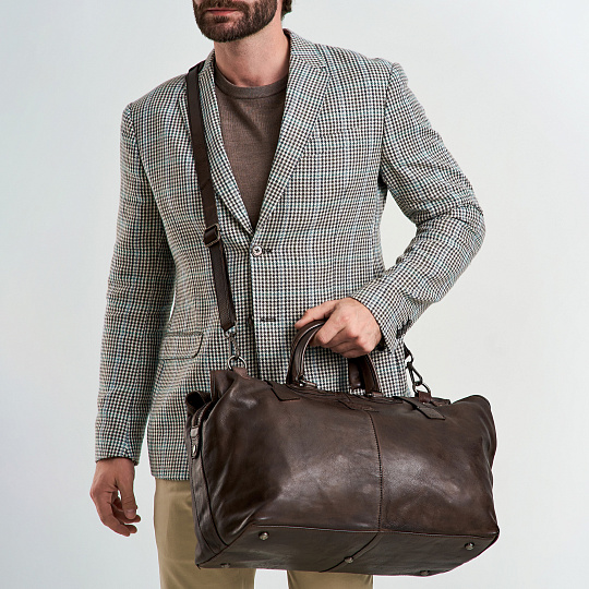 Сумка дорожная Dr.Koffer из натуральной кожи коричневая