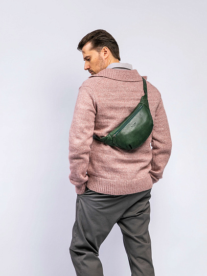 Сумка на пояс Dr. Koffer из натуральной кожи зеленая