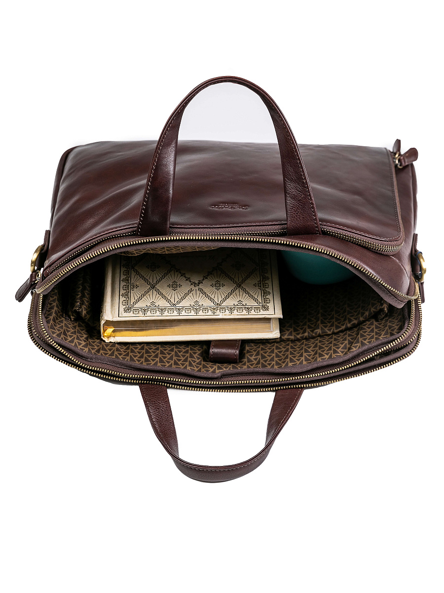 Деловая сумка Dr.Koffer из натуральной кожи темно-коричневая