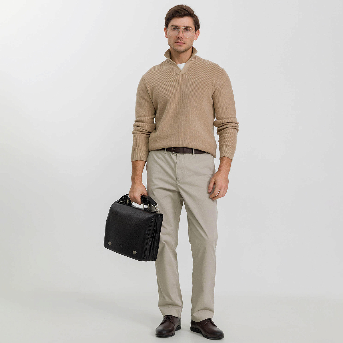 Портфель Dr.Koffer из натуральной кожи черный